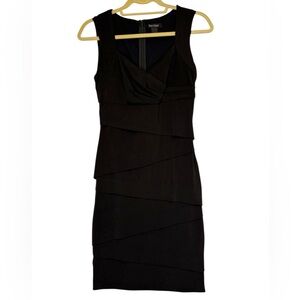 White House Black Market Black Sleeveless Tiered Sheath Dress